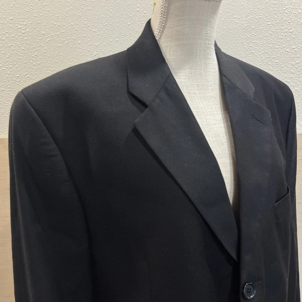 VTG Ralph Lauren Mens Size 42R Black Wool & Cashmere Sport Coat Suit Jacket LRL